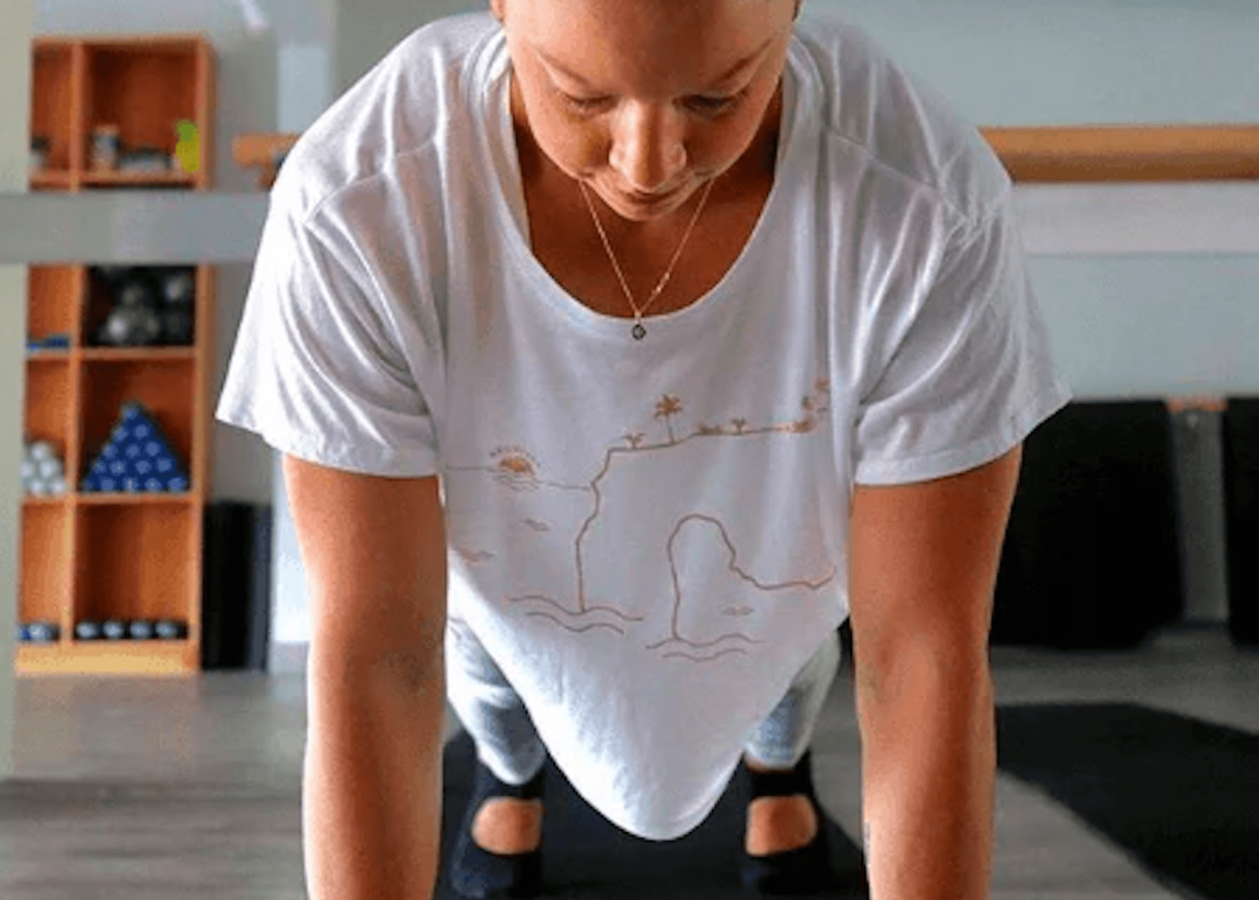 woman holding a plank