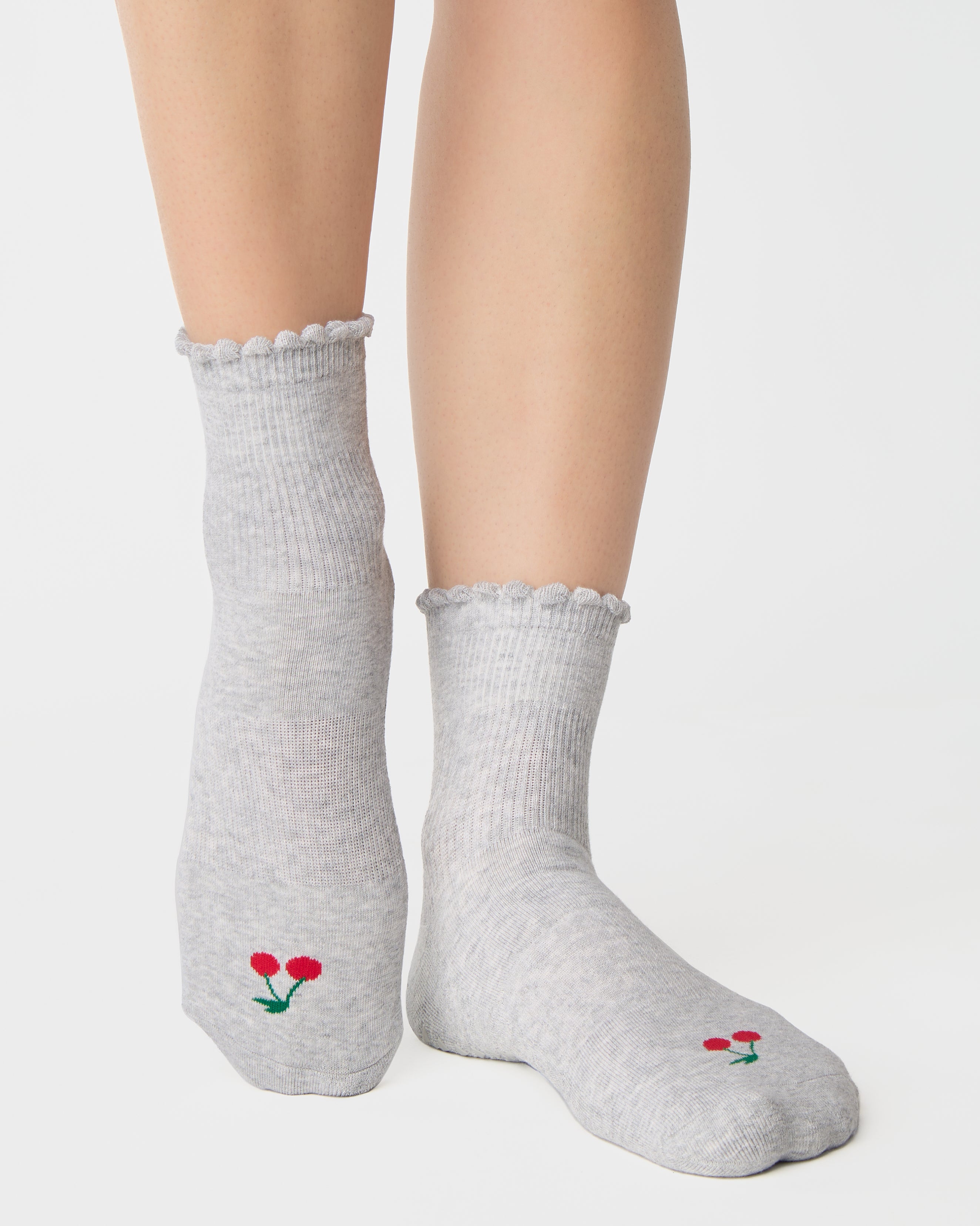 Cherry Ankle Grip Socks for Pilates, Barre & Yoga | Pointe Studio