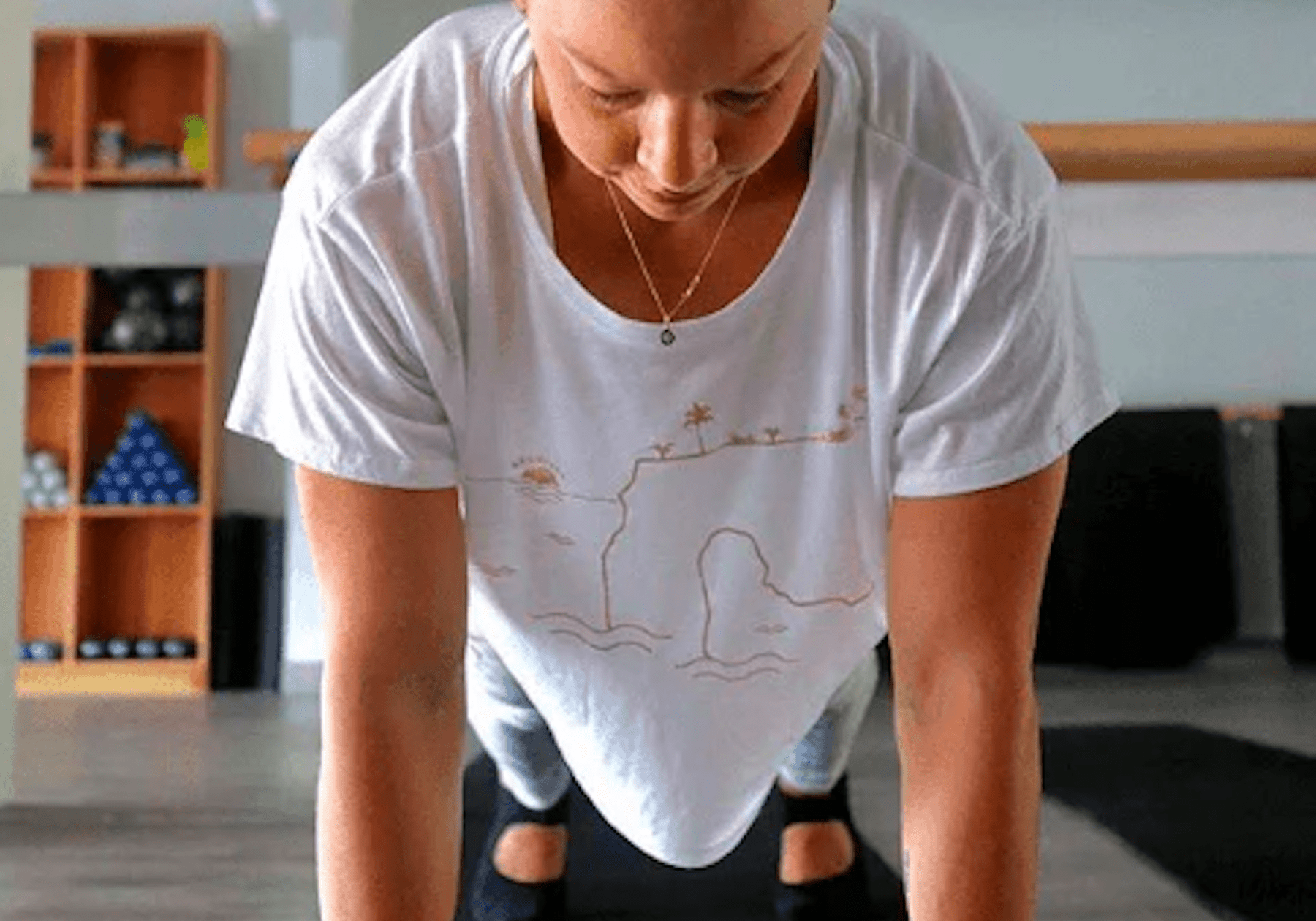woman holding a plank