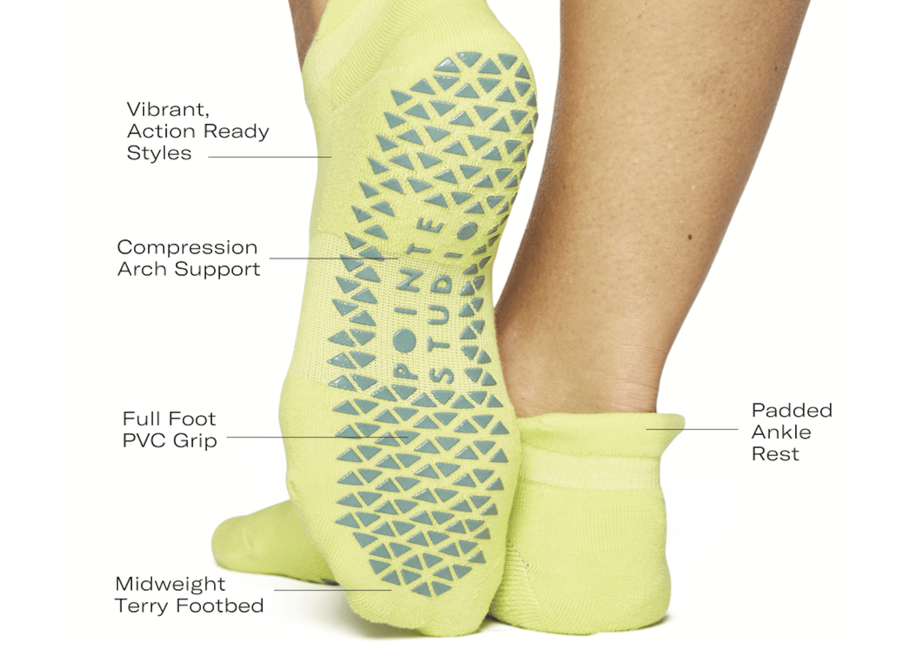 pointe studio grip socks unique features