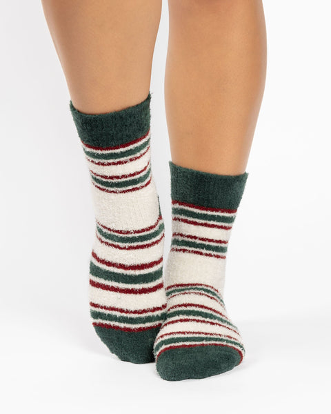 Rugby Stripe Cozy Crew Grip Sock