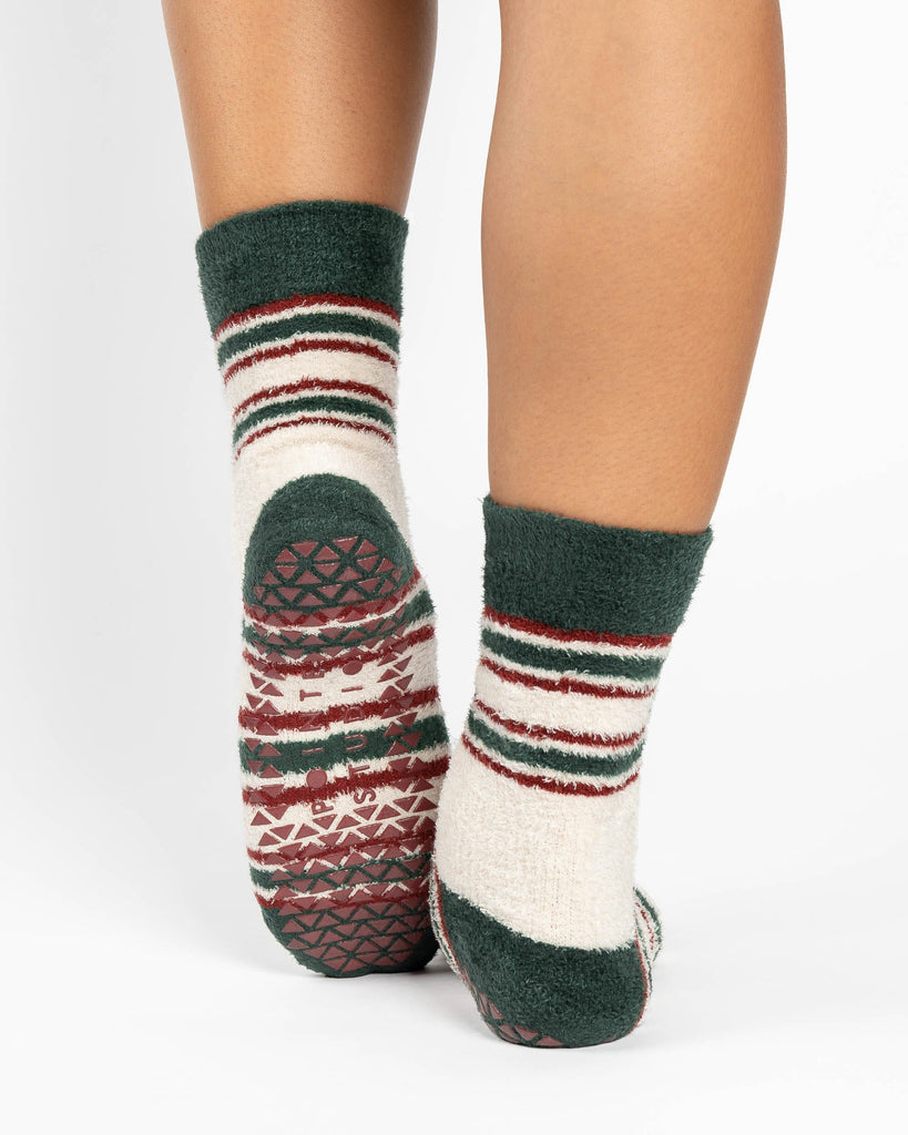 Rugby Stripe Cozy Crew Grip Sock