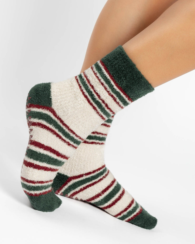 Rugby Stripe Cozy Crew Grip Sock