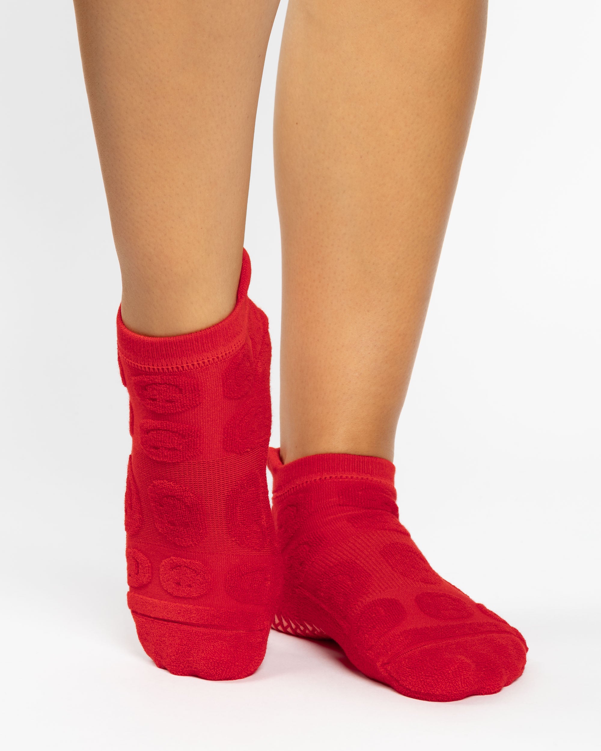 A festive americana Pilates Grip Sock Gift Pack  that includes a red, white, and blue pair of full foot grip socks. Made for pilates, barre, yoga, and beyond. 