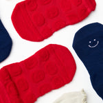A festive americana Pilates Grip Sock Gift Pack  that includes a red, white, and blue pair of full foot grip socks. Made for pilates, barre, yoga, and beyond. 
