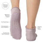 pilates rip socks with features labeled 