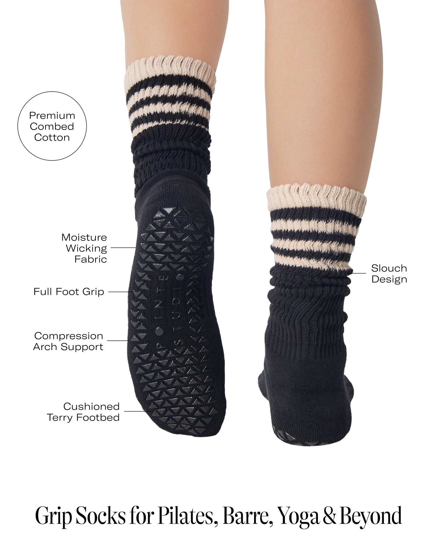 Lexi Slouch Crew Grip Socks for Pilates, Barre & Yoga | Pointe Studio