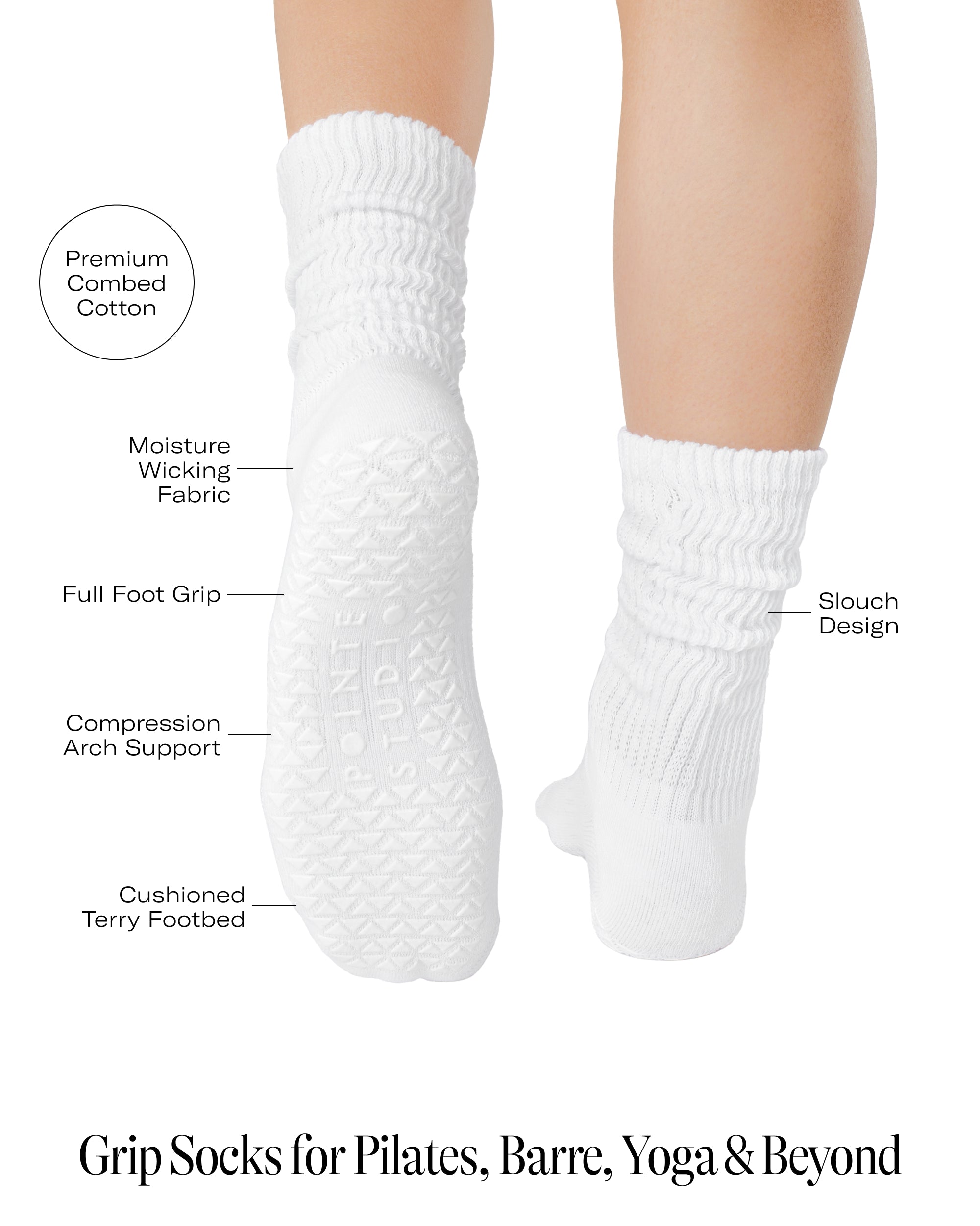 Slouch Crew Grip Socks for Pilates, Barre & Yoga | Pointe Studio