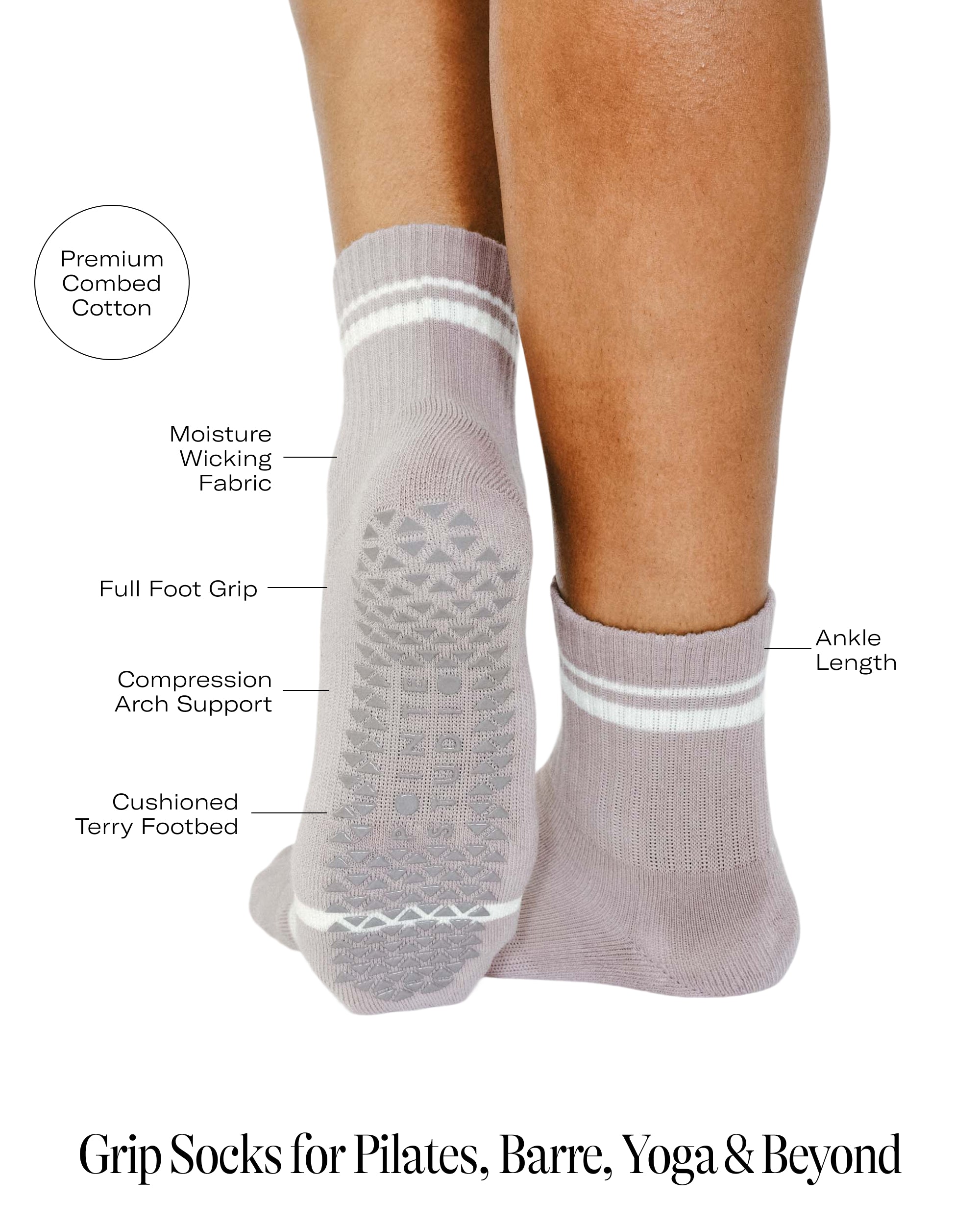 Varsity Ankle Grip Socks for Pilates, Barre & Yoga | Pointe Studio