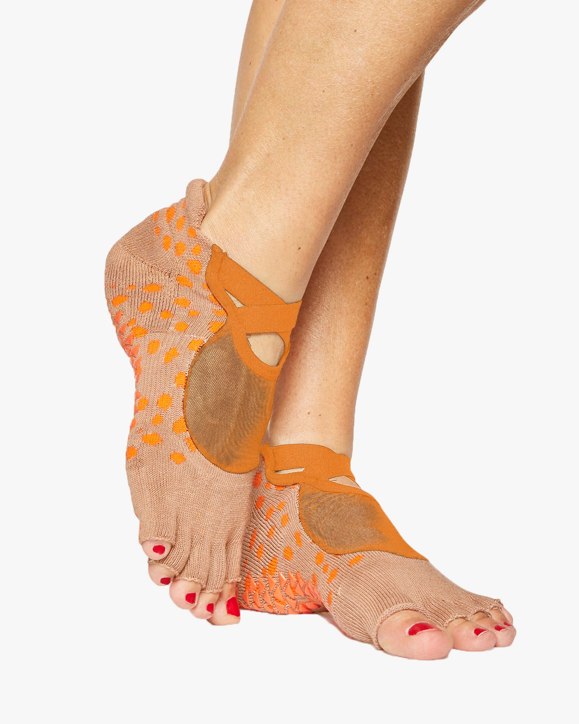 Dots Toeless Grip Sock Combed Cotton Midweight Terry Footbed PVC Grip