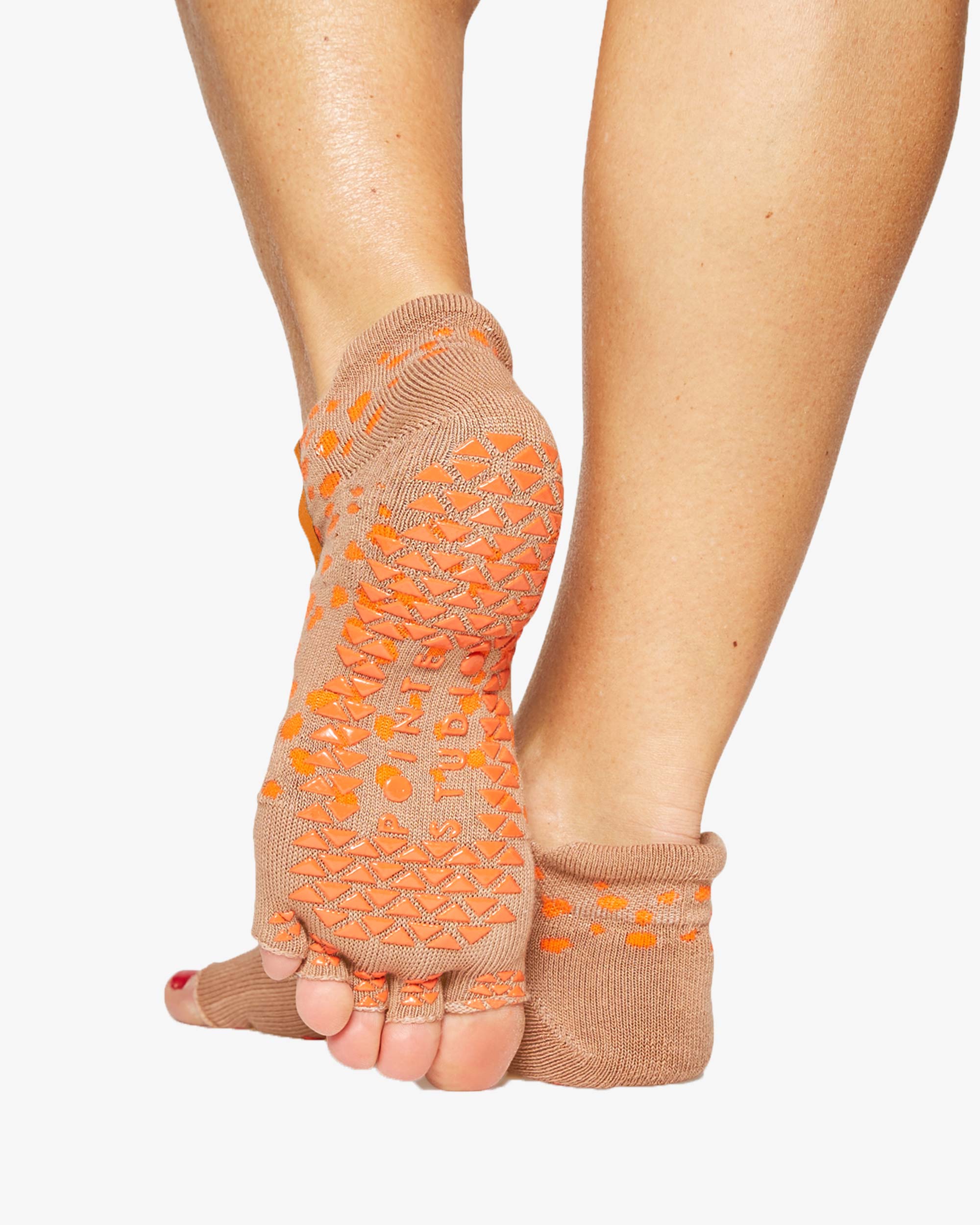 Dots Toeless Grip Sock Combed Cotton Midweight Terry Footbed PVC Grip